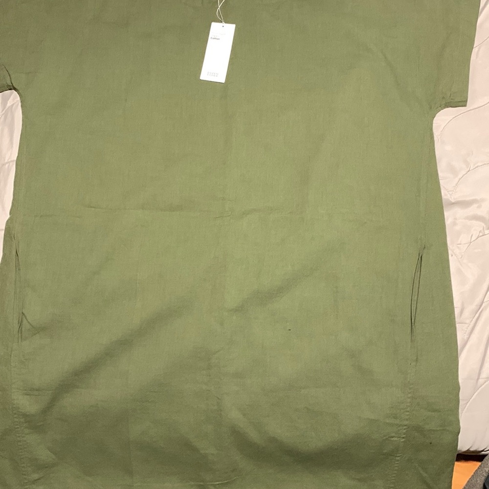 Army green maxi dress and dress cover/shirt